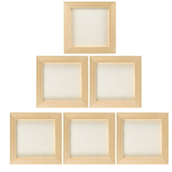 WORGEOUS  6 Pcs Blank Canvas Boards Wooden Clay Picture Frame Toddler