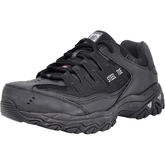 Skechers Men Cankton Athletic Steel Toe Work Sneaker, Black/Black, 8 M US