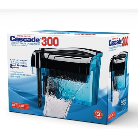 Cascade 300 Power Filter – Hang-On Filter with Quad Filtration – Great for Freshwater and Saltwater Setups