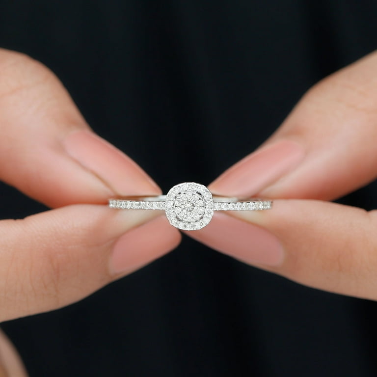 Natural Diamond Engagement Ring for Women Classic White Gemstone Ring in Gold 0.50 CT HI SI Quality April Birthstone 14K White Gold US 6.50