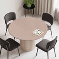 thumbnail image 2 of Brown Round Fitted Tablecloth with Elastic Edge, Waterproof Table Cloth Table Cover for 36"-44" Tables, Farmhouse Solid Brown Color Modern Art Tablecloths for Dining Picnic Indoor Outdoor, 2 of 9