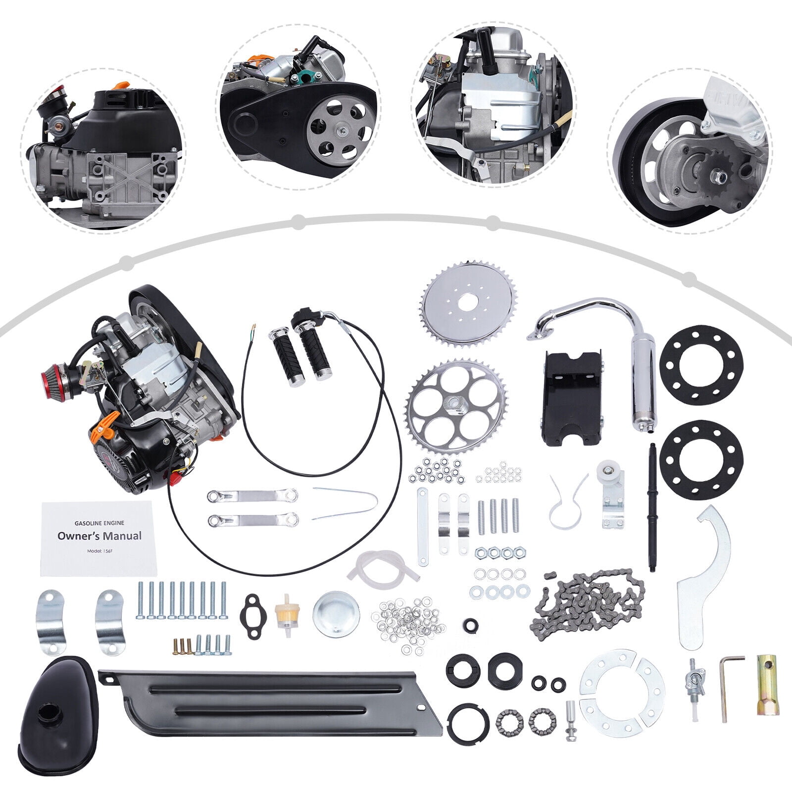 DENEST 4 stroke 100cc Bicycle Engine Kit Gas Motorized Motor Bike Modified Engine