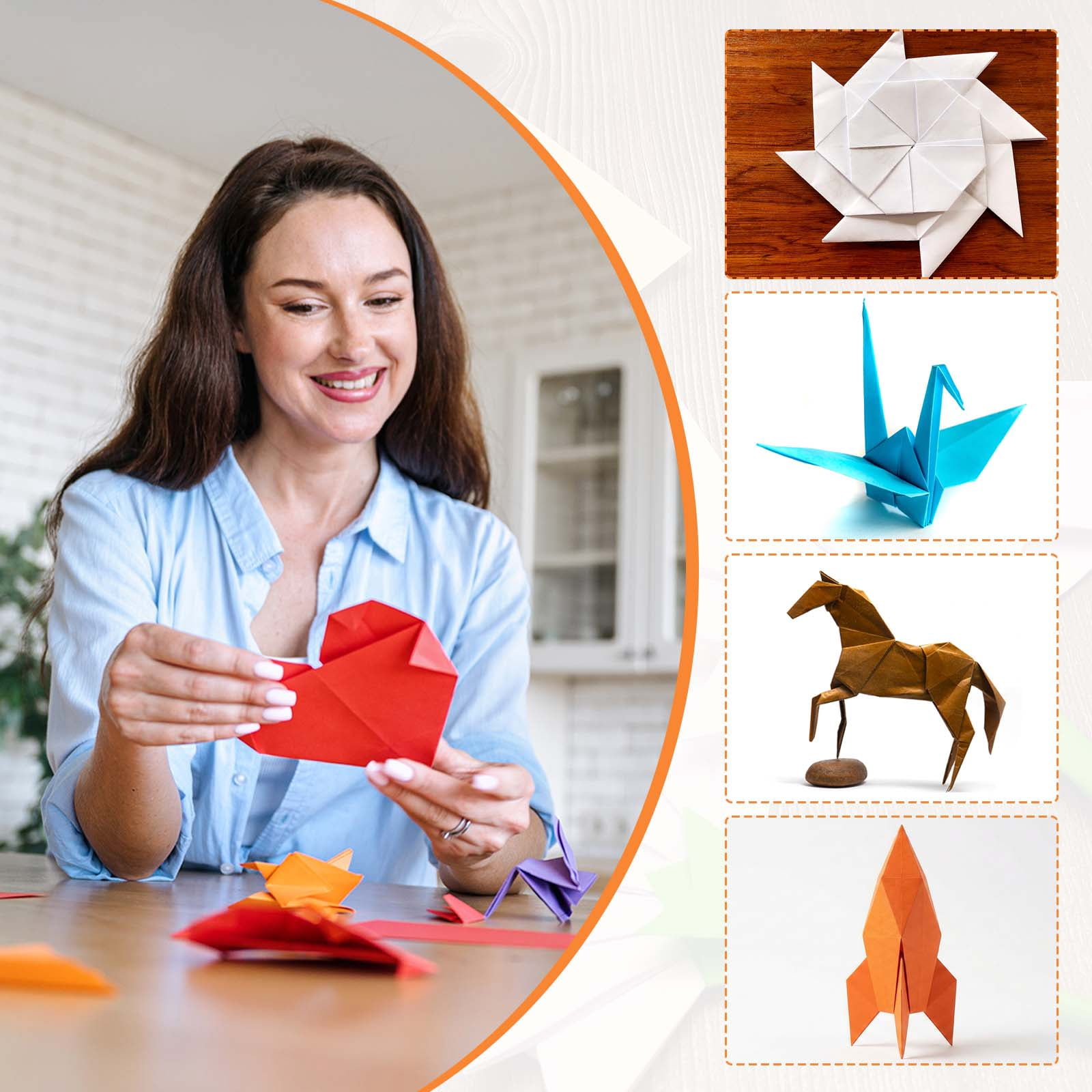 Uxcell 75 Sheets Origami Paper Double Sided 10x10 Inch(25x25cm) 70GSM Origami Paper Square Sheet Easy Fold for Beginners DIY Arts Crafts Projects, Creamy White