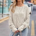 thumbnail image 2 of TFEOQRY Pullover Sweater for Women Fashion Loose Striped Knitwear Long Sleeved Round Neck Sweater Top Gray, 2 of 3