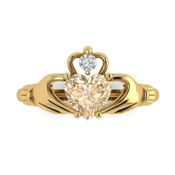 Claddagh Engagement Ring for Women - 1.06ct Natural Morganite in 18K Yellow Gold Promise Ring