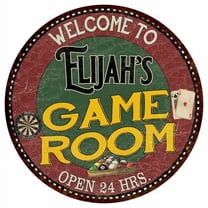 Elijah's Game Room 12" Round Metal Sign Bar Kitchen Red Wall Décor 200120032278