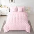 thumbnail image 2 of Feelyou Girl Pink Abstract Twin Bedding Sets 7pcs, Simple Fashion Polkadot Comforter Set, 2 of 8