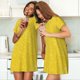 thumbnail image 4 of Fotbe Yellow Glitter Bata de Dormir para Mujer con Estampado, Camisón de Algodón de Manga Corta, Ropa de Dormir Casual, 4 of 6