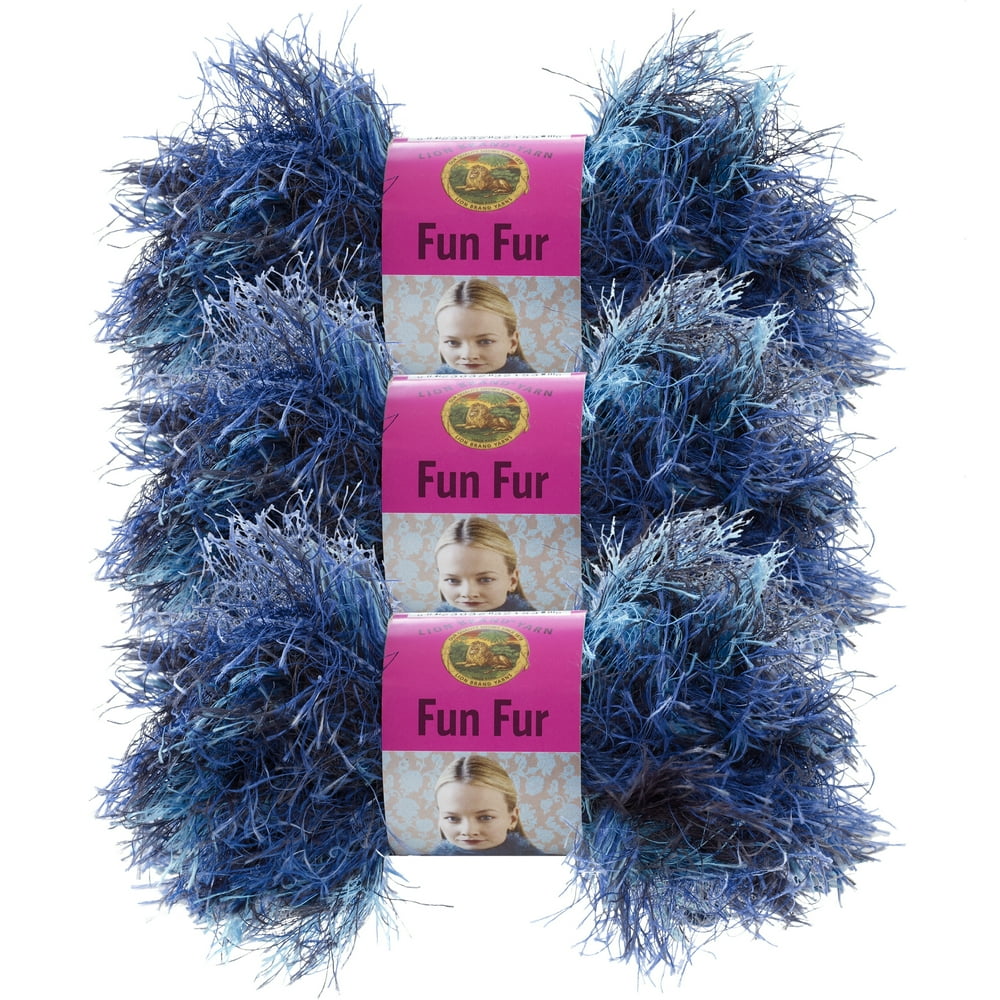 Lion Brand Yarn Fun Fur Deep Sea Eyelash Bulky Polyester Multicolor