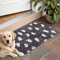 Dark Halloween Ghosts with Stars Door Rugs,Washable Non Slip Door Mats Indoor,Decorative Door Mats,Entry Mat Indoor for Entrance,Bedroom,Kitchen,Bathroom,16"x24"