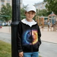 thumbnail image 2 of Xoenoiee Soccer Fire Water Print Fleece Full Zip Hoodies with Pocket for Boys Long Sleeve Sweatshirts Outwear Tunic Athletic Sweater Pullover Full Zip Coat with Hood for Teenagers, S, 2 of 7
