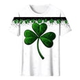 thumbnail image 2 of Uootdi T-Shirts à Manches Courtes pour Femmes Col Rond Imprimé Trèfle Usé Hauts Doux Tenue de Fête Cadeau, 2 of 7