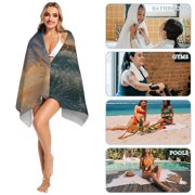 Deer Mountain Sunrise Landscape Microfiber Beach Towel Absorbent Compact Towels for Swimming Pool Beach Travel Things for Vacation Essentials Adult Gift,61.4×30.3Inch