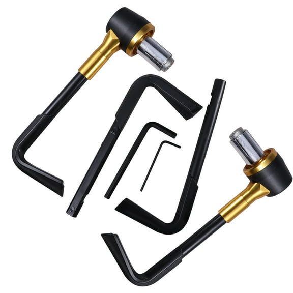 FRCOLOR 7/8 Inch 22mm Handlebar Aluminum Motorcycle CNC Brake Clutch Lever Hand Grip Handle Bar Protector Bar End Guard (Golden)