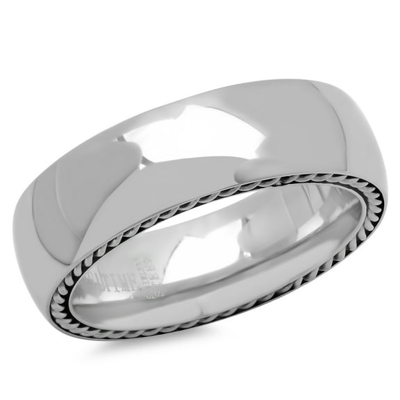 Men's Stainless Steel Chain Link Inlay Ring