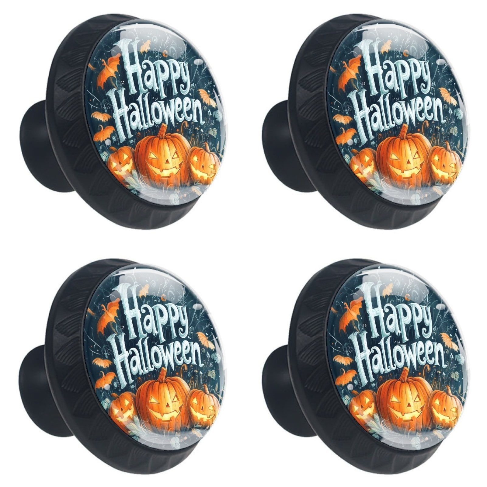 4 Pcs Happy Halloween Knobs for Kitchen Cabinet Cupboard Dresser Bookcase Drawer Pulls Handles Round Home Decor
