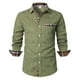 thumbnail image 1 of Blusa y camisa de manga larga con cuello vuelto para hombre, informal, de retazos a cuadros, con botones y cuello vuelto, blusa de manga larga para hombre, 1 of 6