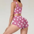 thumbnail image 5 of Tnhcen Women's Winter Dog Paw Print Pajama Set Flannel Sleepwear Sleeveless Camisole Shorts Set Soft Cozy Loungewear Pajamas S-2XL Multiple Colors Available Hot Pink, 5 of 6