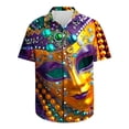thumbnail image 4 of BiZtdJrK 2025 Costume Men Mardi Gras, Fashion Short Sleeve Button Down Bowling Shirts Casual Turndown Collar Blouses Plus Size Holiday Summer Top Multicolor XXL Lightning Sale, 4 of 6