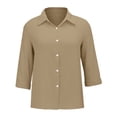 thumbnail image 5 of Ruyang Summer Shirts for Women Fashion Women's Loose Button Solid Lapel Long Sleeves T Shirt Blouse Tops Tunic Tee Shirts for Women, 5 of 9