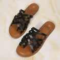 thumbnail image 5 of Pennysue Women Strappy Slippers Summer Black Flat Sandals Size 8, 5 of 8