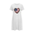 thumbnail image 6 of Sleepwear for Women Plus Size New Plus Size 4th of July Sleepwear for Women Short Sleeve Nightgowns Summer Casual Star Striped Pajamas Dress 2025 White XL, 6 of 7