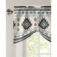 thumbnail image 3 of Tie Up Valance Curtain for Kitchen,Farm Aztec Bohemian Geometric Rod Pocket Short Curtains Adjustable Tie-Up Shade Valances,Green Brown Ethnic Wind Window Treatment for Bathroom Living Room Bedroom, 3 of 8