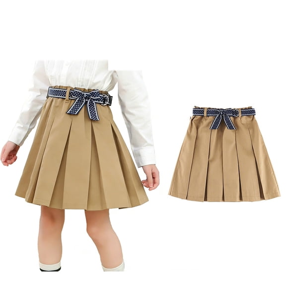 Uniform Dresses for Girls Pleated Skirt for Girls Khaki School Uniforms Girl Clothes 3-4 Years