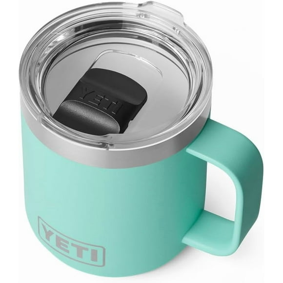 Rambler 10 oz Ceramic Lined Stackable Mug, Vacuum Insulated, Stainless Steel with MagSlider Lid, Seafoam