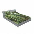 thumbnail image 3 of Ambesonne Forest Fitted Sheet & Pillow Sham Set, Entrance to Wilderness, Twin, Green Brown, 3 of 3