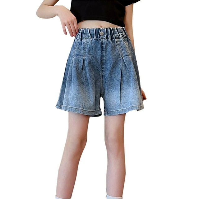 JLMSPLWG Shorts de Basketball pour Filles Jeans Amples Shorts à Carreaux Rouges Vêtements Amples Vêtements pour Filles Taille 7-8, Bleu 12-13 Ans