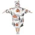 thumbnail image 2 of FORMRS Wearable Blanket Hoodie with Sleeves for Kids Cozy Flannel Sweatshirt, Orange Cartoon Houses, 2 of 7