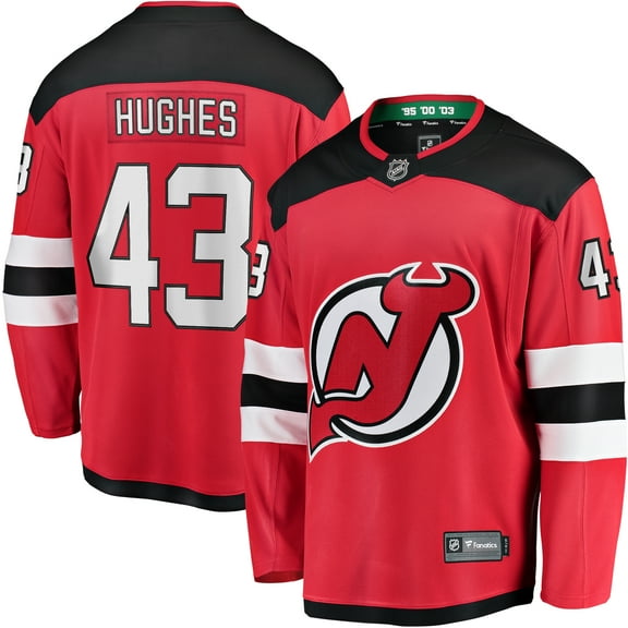 Men's Fanatics Luke Hughes Red New Jersey Devils Home Breakaway Player Jersey