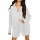 thumbnail image 1 of SAYOO , conjunto de ropa informal de 2 uds para mujer, camisas de manga larga fruncidas de color sólido con botones y pantalones cortos, traje SAYOO casual, 1 of 5