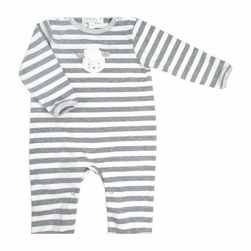 Albetta Baby Boys One Piece White Striped Sheep 612 Months Walmart