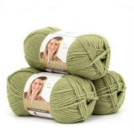 UPC: 0842093102847 | Lion Brand Yarn Vanna s Choice Dusty Green Medium Acrylic Green Yarn 3 Pack