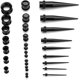 thumbnail image 2 of 50pcs Kit de camilla de oreja (Negro 1) Túneles de silicona Conos de acrílico y tapones Juego de medidores de expansor de ojales para mujeres Hombres Joyería de perforación corporal, 2 of 4