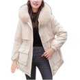 thumbnail image 1 of Abrigo largo cálido para mujer Sudadera con capucha Chaqueta de cuello Parkas de invierno delgadas Abrigos Fridja  BV0+583, 1 of 1