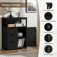 thumbnail image 5 of Yaheetech 35.5" Height Bathroom Floor Cabinet with 1 Door and 3 Drawers, Black, 5 of 6