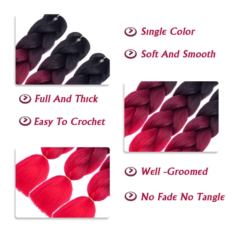 3 packs of Black wine red ombré braiding hair new IMG_20220420_190207_926_1000x.  main image 2