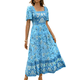 thumbnail image 2 of Vestido Informal, Fluido, con Estampado Floral Bohemio, de Corta y Corte Escalonado para Mujer (Verano 2025) Azul M, 2 of 9