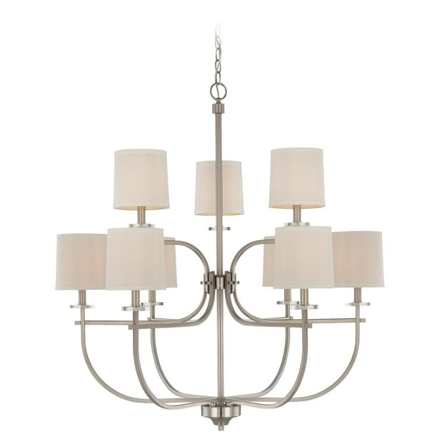 Candil - Lámpara colgante de techo Craftmade Modelo Addison 9 Luces 2 niveles Níquel cepillado