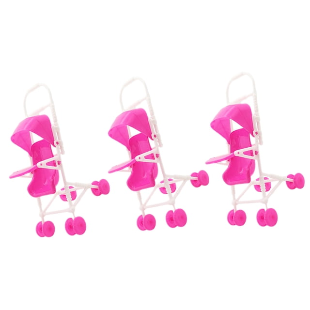 Mobutofu Lot de 3 Poussette Jouet pour Tout-Petit Poussette pour Poupée Rose pour Jeux de Fête