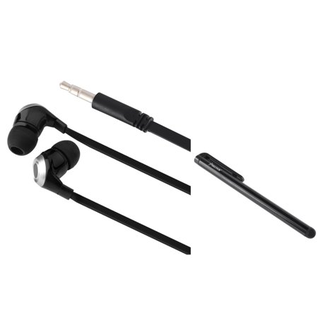 Insten Black 3.5mm Headset EarBuds Handsfree+Stylus Pen For Samsung Galaxy S3 S4 S5 S6 Edge Note 5 4 / iPhone 6 6S (Best Headset For Iphone 6 Plus)