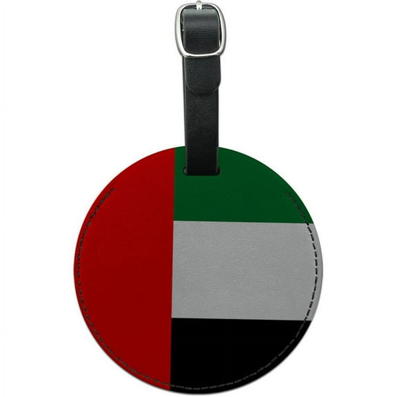 The United Arab Emirates National Country Flag Round Leather Luggage ID Tag