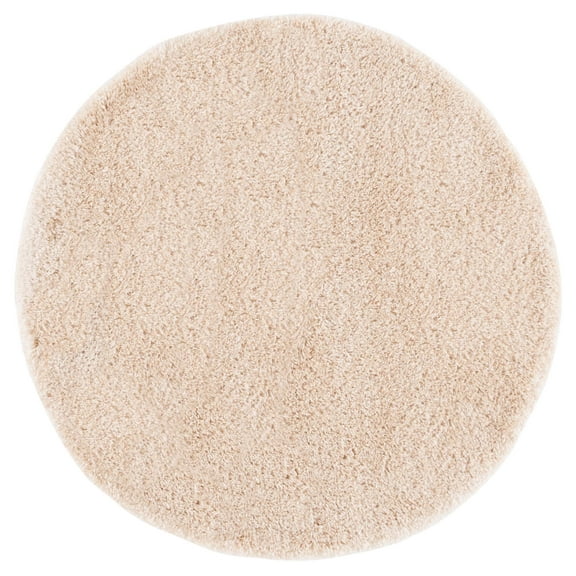 SAFAVIEH Indie Balfour Solid Shag Area Rug, Light Beige, 4' x 4' Round