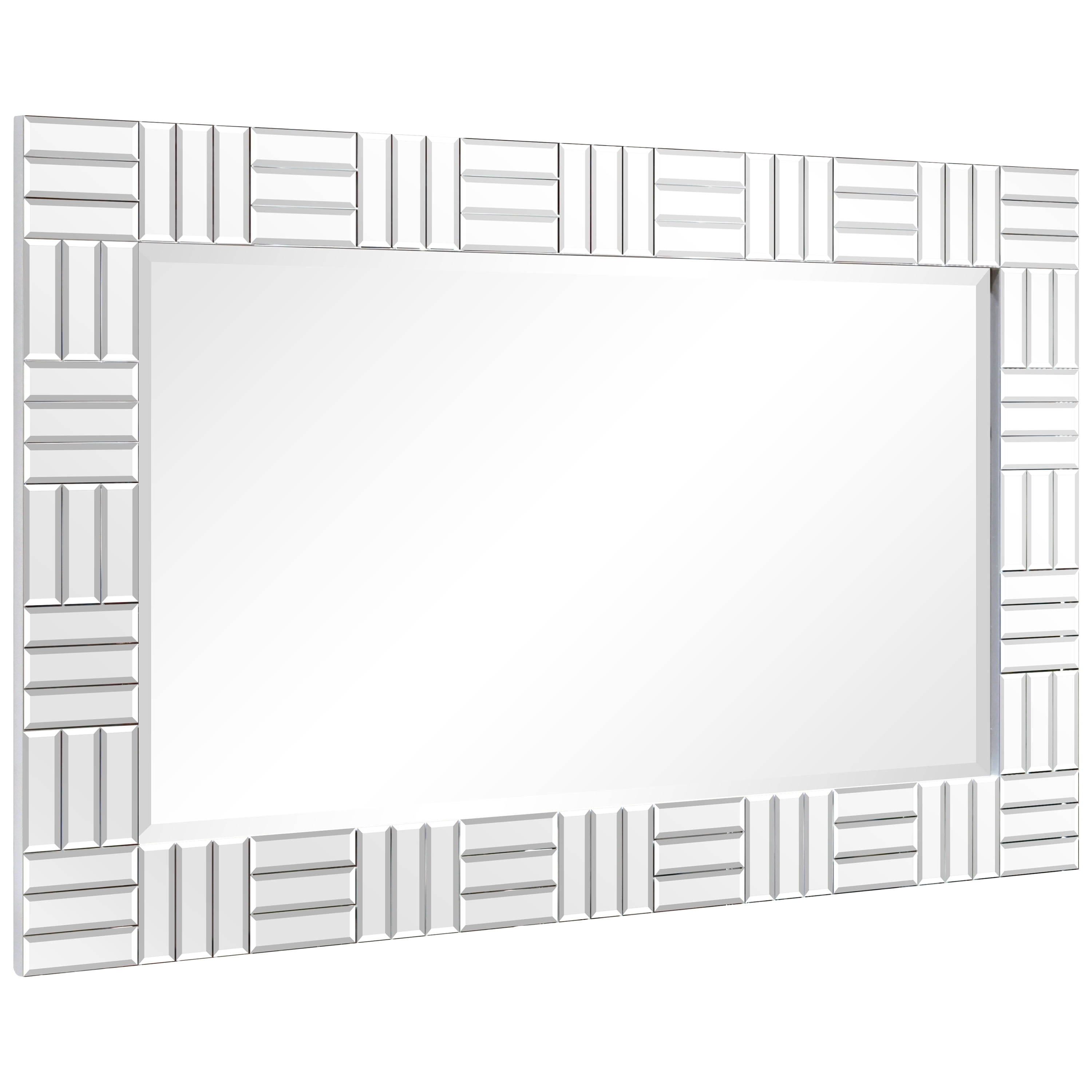 Subway Tile Chromatic Rectangular Beveled Framed Wall Mirror