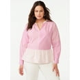 thumbnail image 5 of Free Assembly Women's V-Neck Peplum Top with Long Sleeves, Sizes XS-XXXL, 5 of 7