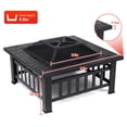 thumbnail image 5 of KingSo 32'' Square Fire Pit Table with screen Metal BBQ Grill Pit Wood Burning Pit Bonfire Pit for Outdoor Chimenea, Patio Camping, Heating, Picnic in Backyard Garden Bonfire-Black, 5 of 7