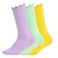 thumbnail image 2 of Kids 3-Pack Solid Color Mid-Calf Socks, Straight-Leg Cotton Stockings for School, 2 of 6